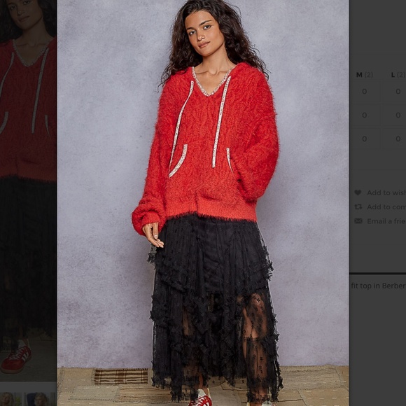 POL “ Lucia 2 “ POL V-Neck Berber Sweater with Hood 78 - Picture 6 of 6